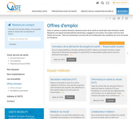 site internet et espace client - offre emploi