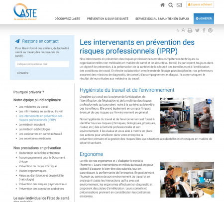 site internet et espace client - page