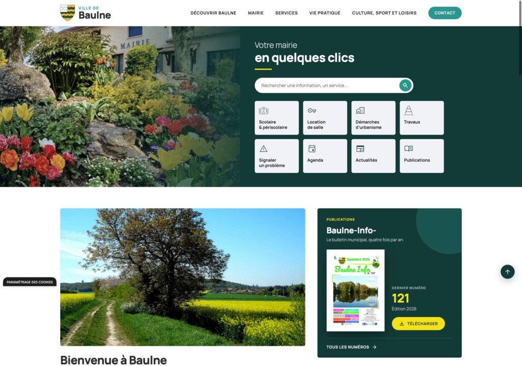 Site Internet de mairie 2 Page d’accueil du site de la ville de Baulne