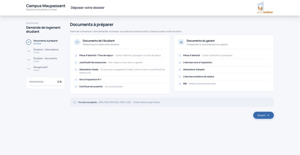 Logiciel de gestion des demandes de logement 2 Formulaire de demande de logement étudiant du Campus Maupassant