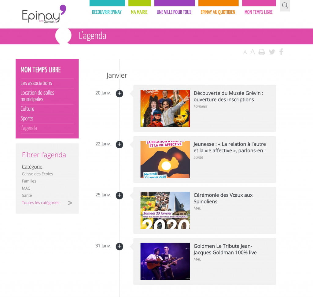 site internet de collectivité agenda