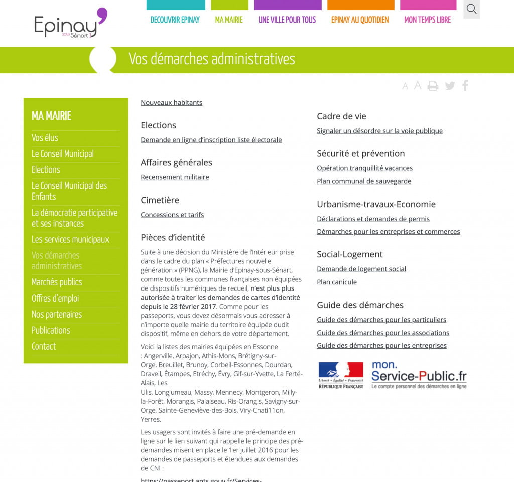 site internet de collectivité demarches