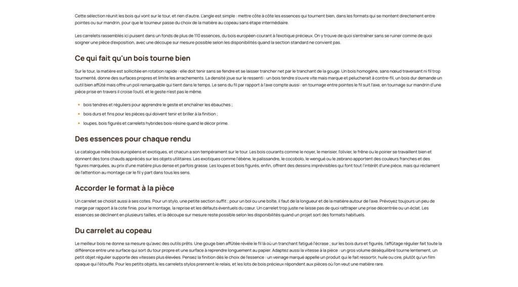 Contenu éditorial d’une catégorie