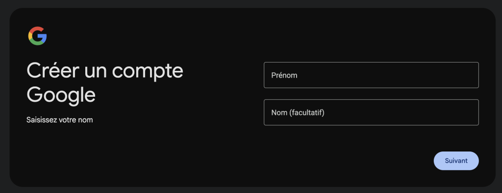 google new account