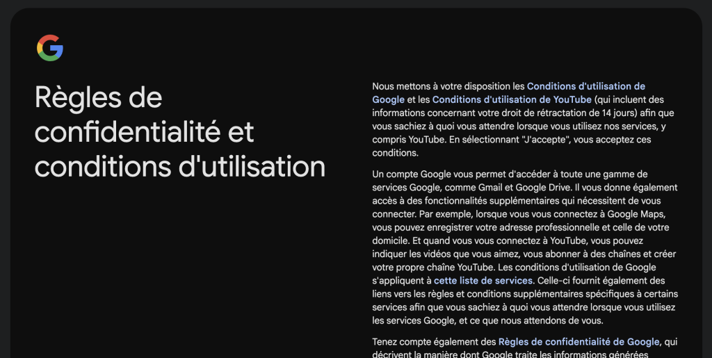 google new account legals