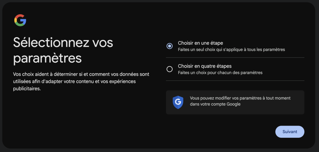 google new account privacy