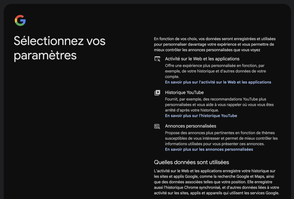 google new account privacy 2