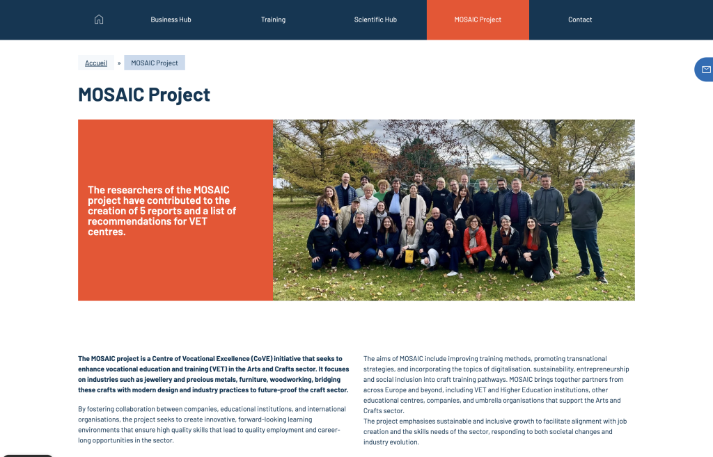 Site Internet de projet Européen 8 mosaic 5