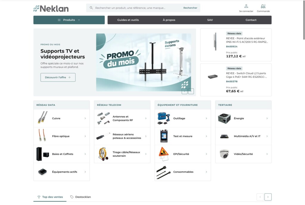 Page d’accueil du site Neklan