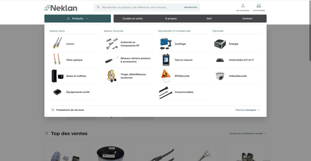 Menu des produits