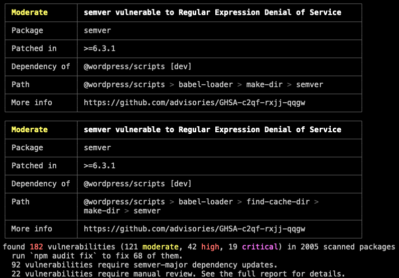 Maintenance 3 maintenance npm audit