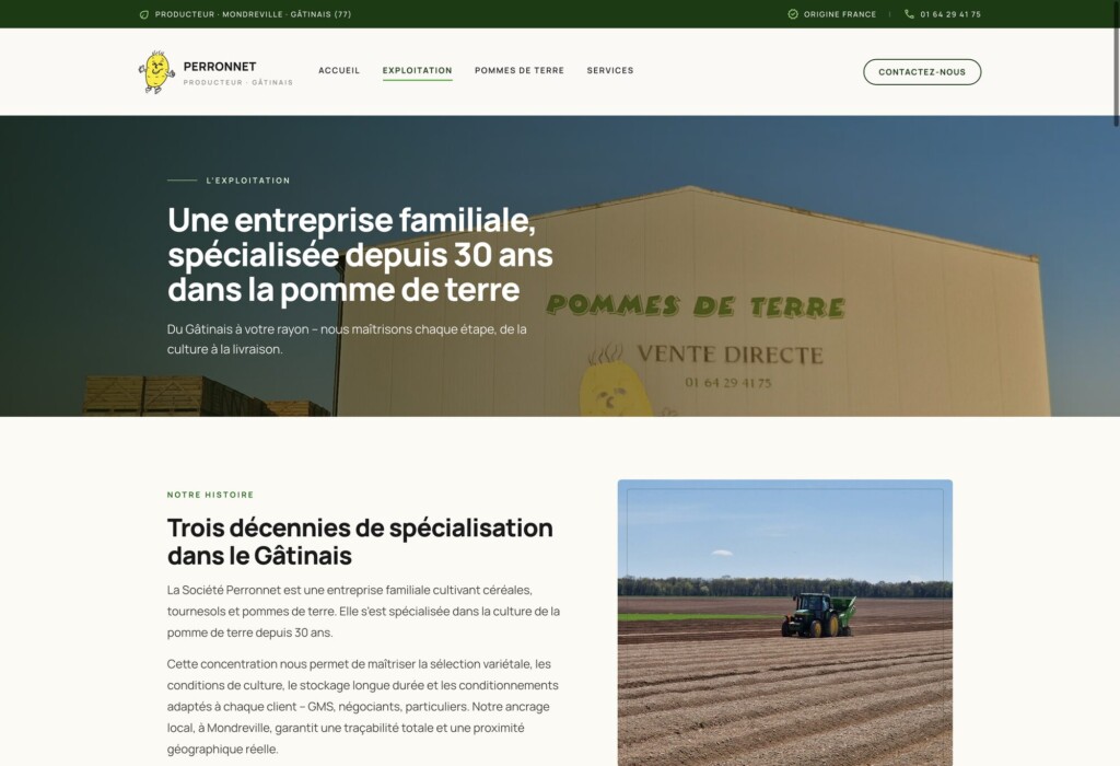 Site vitrine pour producteur agricole 3 Page Exploitation