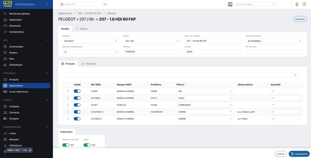 Site e-commerce BtoB 14 Site e-commerce BtoB profilters admin machine