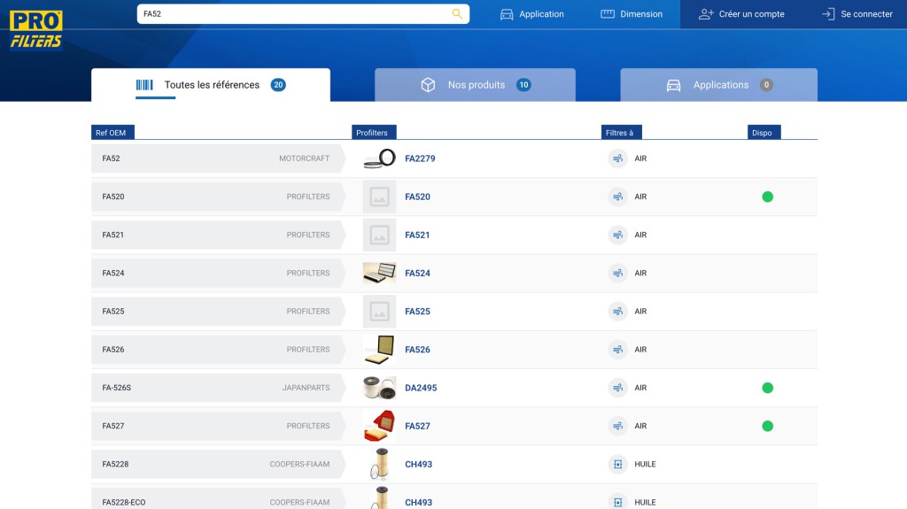 Site e-commerce BtoB 3 Site e-commerce BtoB profilters recherche