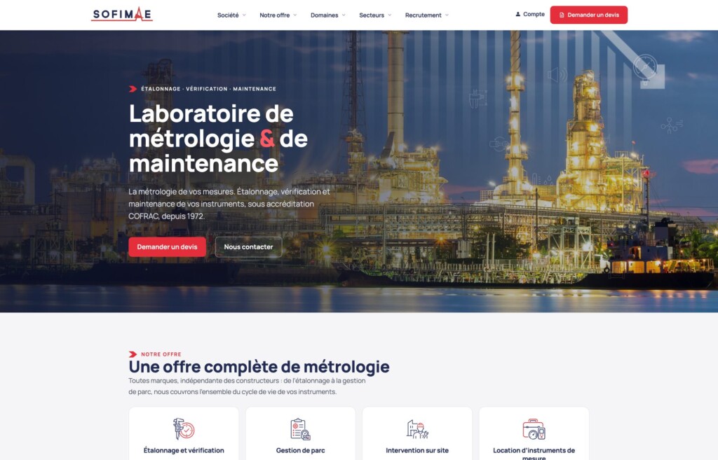 Refonte de site Internet WordPress 2 Page d’accueil du site Sofimae