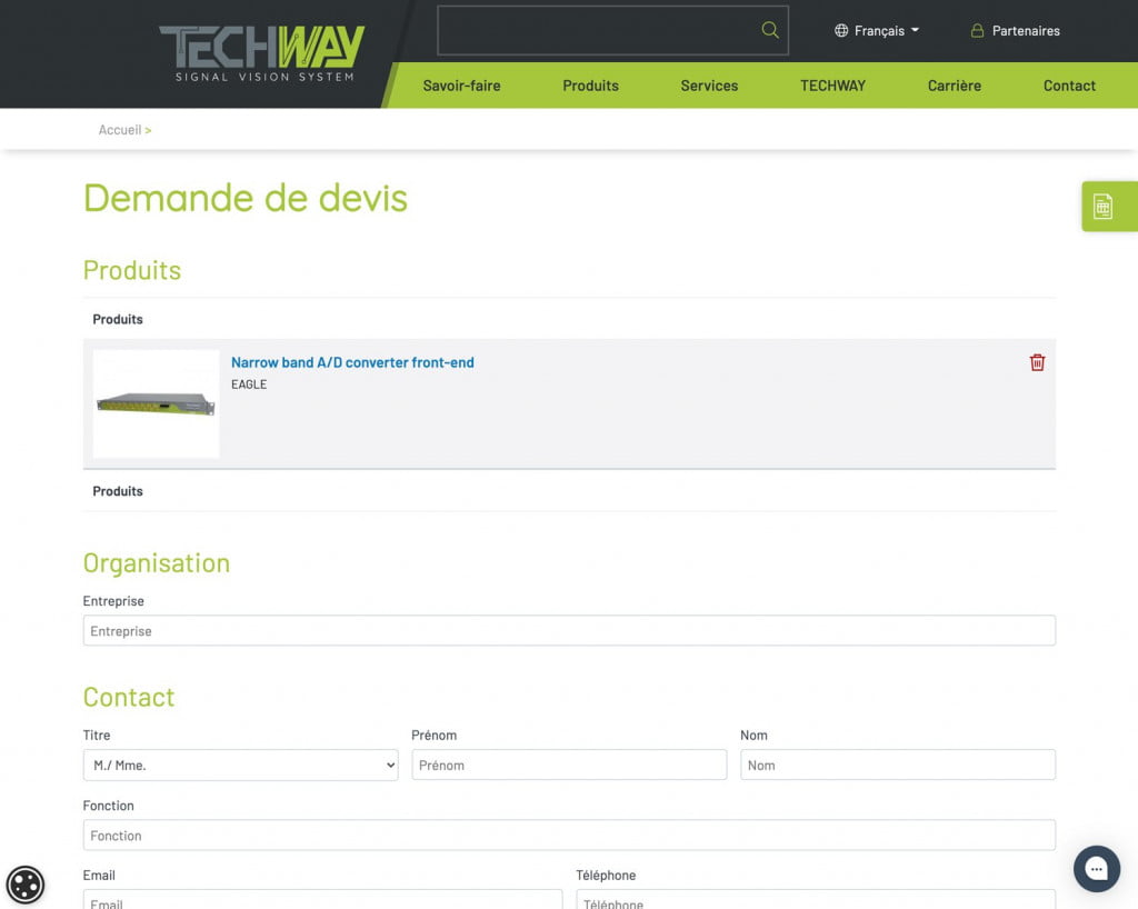 site internet catalogue techway devis