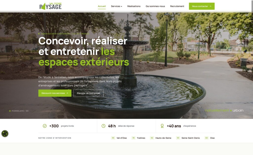 Site Internet WordPress pour paysagiste 2 Page d’accueil du site Val d’Oise Paysage
